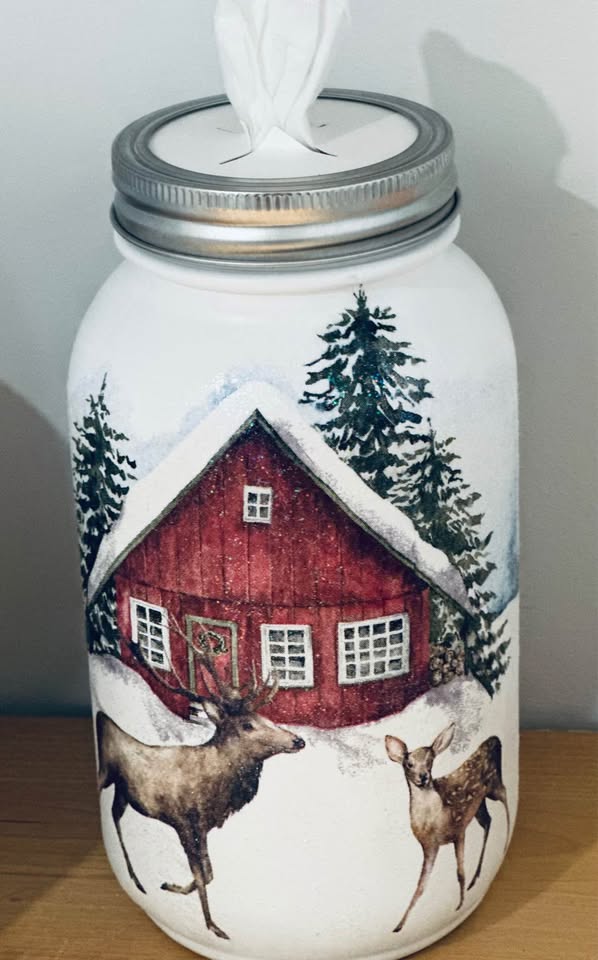 Farmhouse Winter Wonderland Tissue Jar