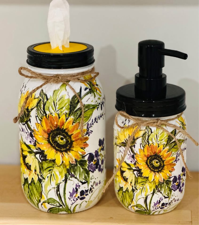 Sunflower and Lavender Tissue & Soap Dispenser