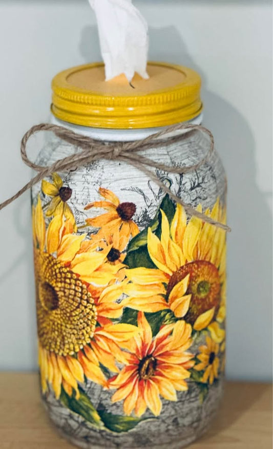 Farmhouse Beautiful Mega Sunflower Tissue Jar