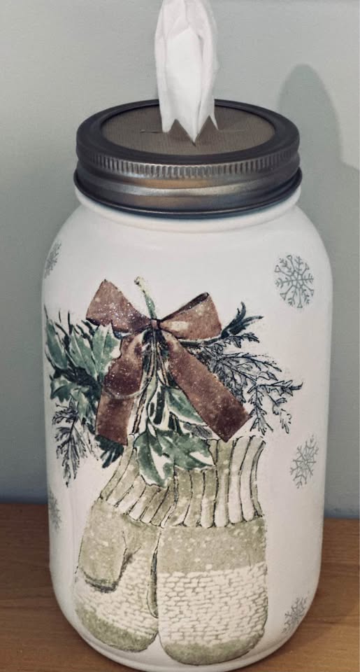 Farmhouse Winter Mittens Tissue Jar