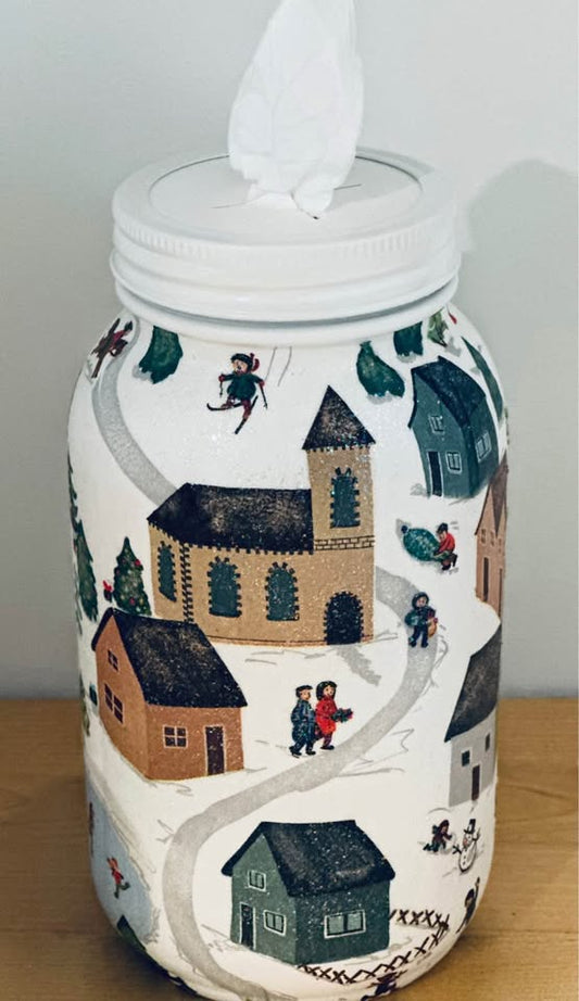 Farmhouse Winter Wonderland Tissue Jar