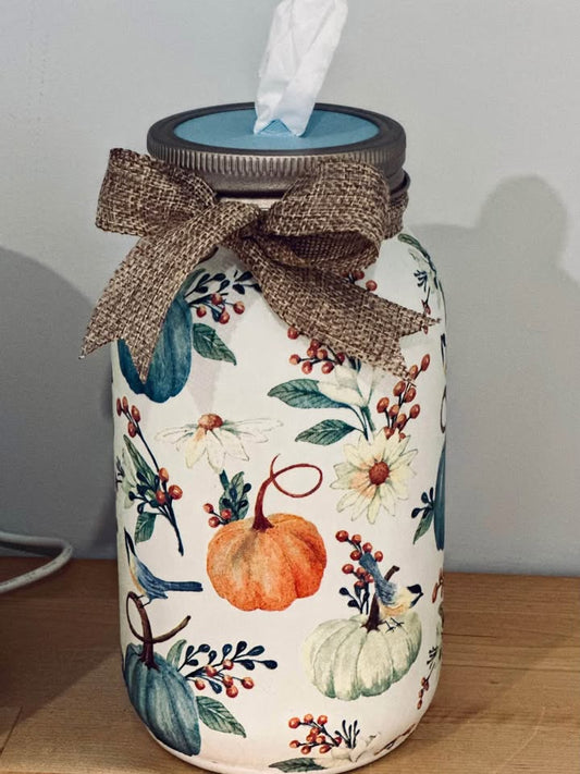 Farmhouse, Multicolor Pumpkin Tissue Jar