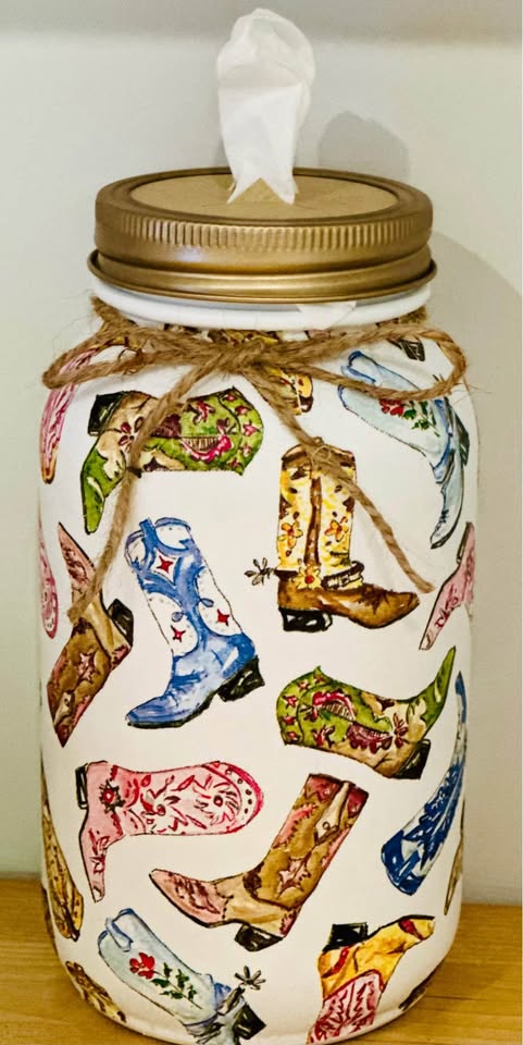 Farmhouse Colorful Boot Scootin Tissue Jar