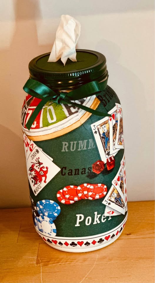 Farmhouse Casino Games Tissue Jar