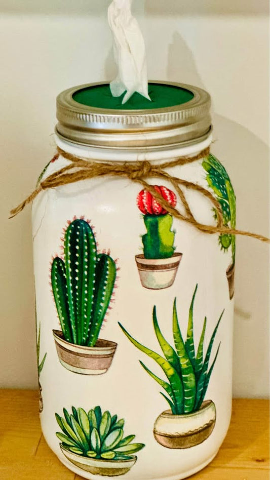 Farmhouse Beautiful Succulent Tissue Jar