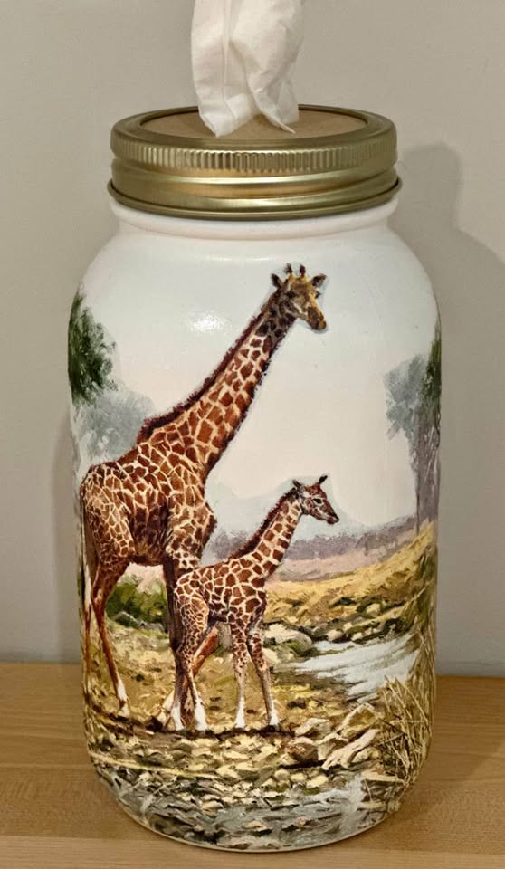 Farmhouse Giraffes by the Lake Tissue Jar