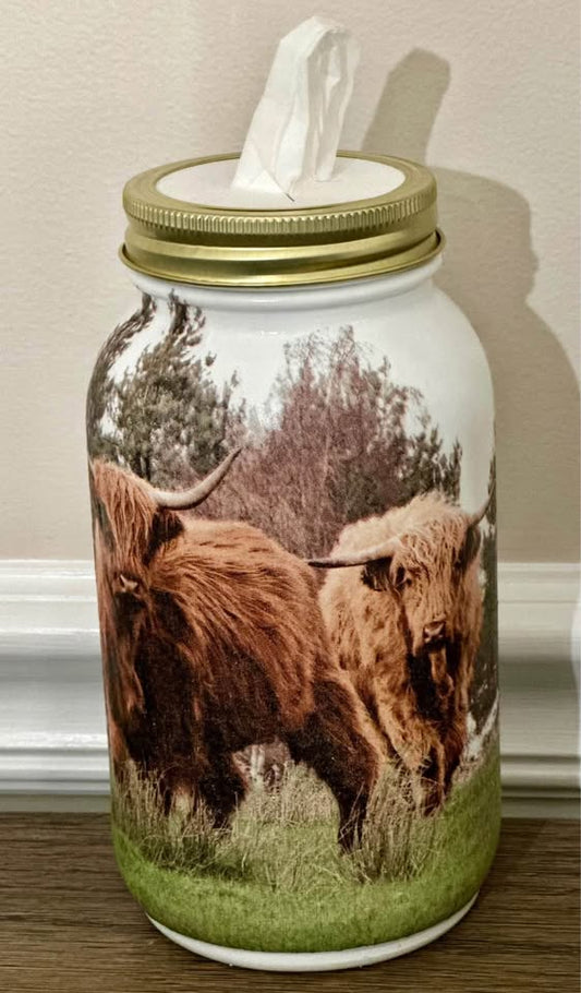Farmhouse Highland Cow Tissue Jars