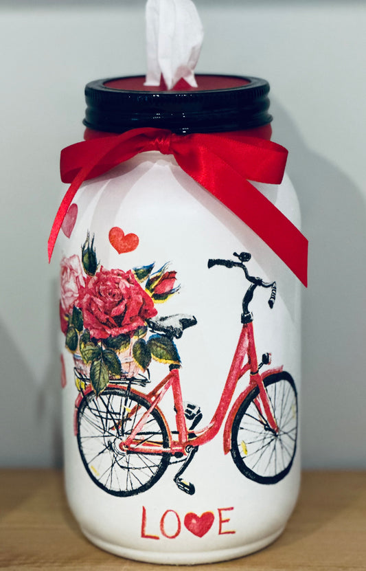 Farmhouse, Special Valentine Bike Delivery Tissue Jar