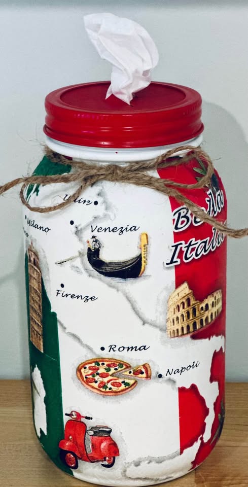 Farmhouse Map of Italy Tissue Jar