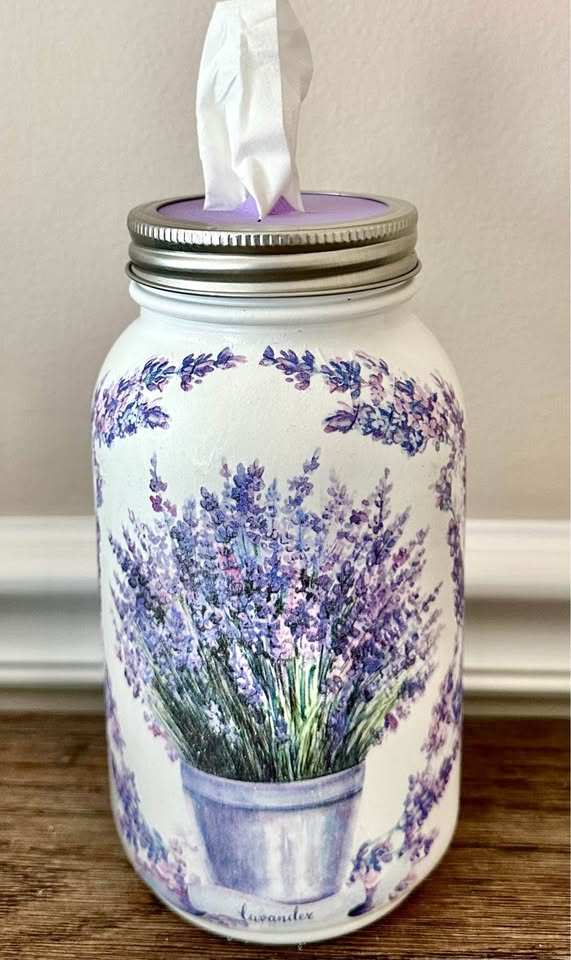 Farmhouse Potted Lavender Tissue Jar