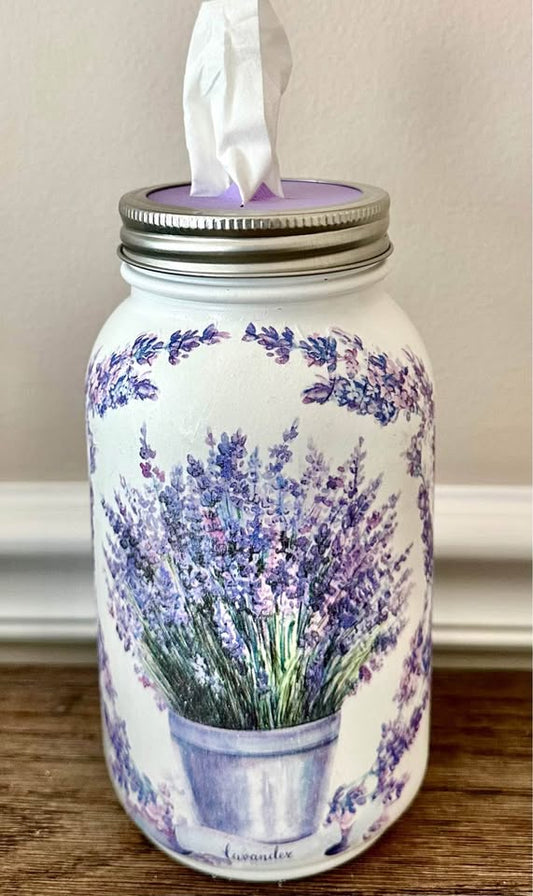 Farmhouse Potted Lavender Tissue Jar