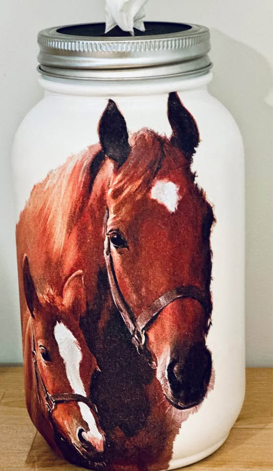 Farmhouse Portrait of a Horse 🐴 Tissue Jar