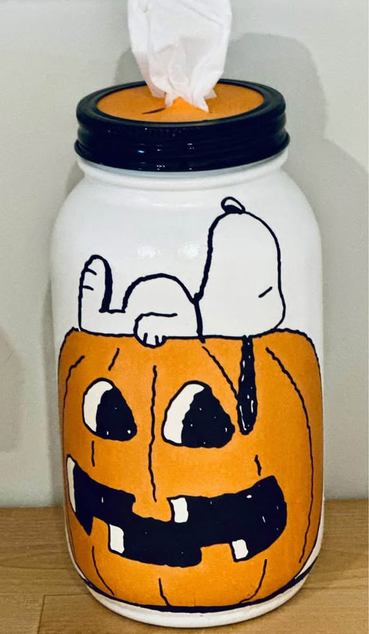 Farmhouse Spooky Snoopy Tissue Jar