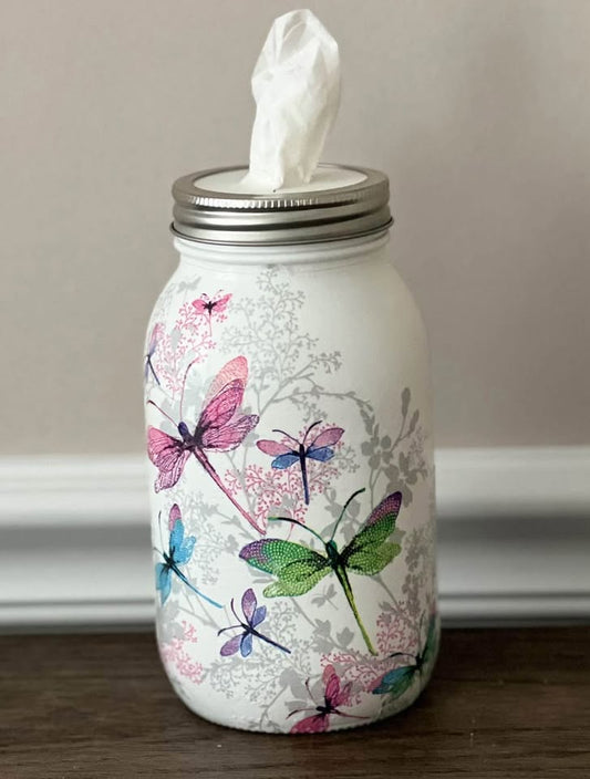 Farmhouse Colorful Dragonfly Tissue Jar