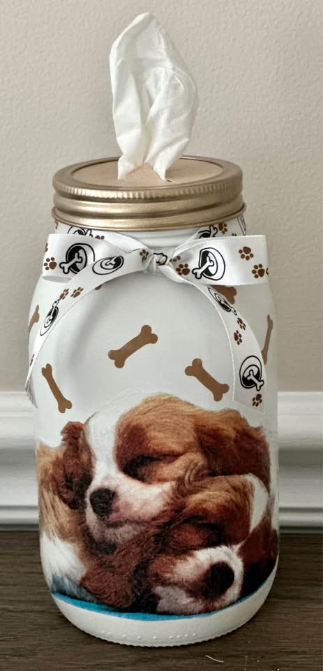 Farmhouse Dreaming Puppy Tissue Jar