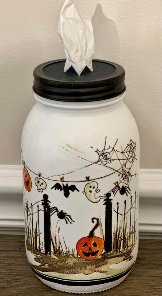 Farmhouse Haunted House Tissue Jar