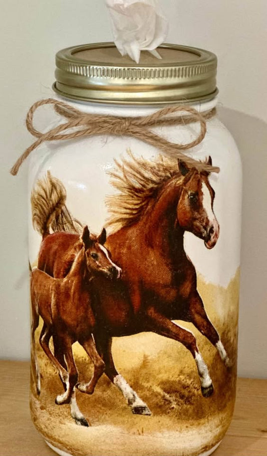Farmhouse, Wild Horses Tissue Jar