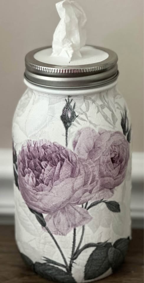 Farmhouse Purple Peony Tissue Jar
