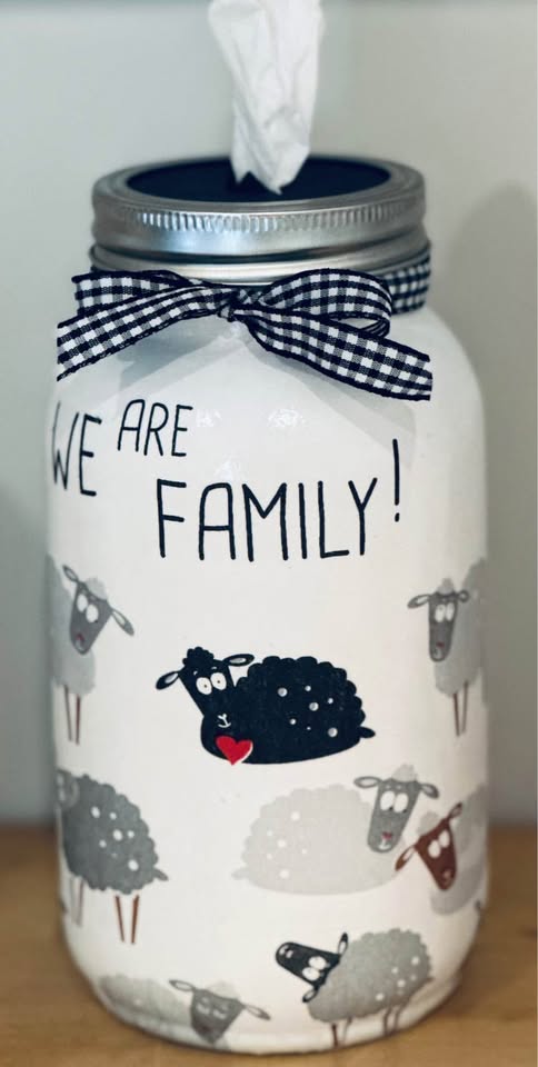 Farmhouse, We Are Family Tissue Jar