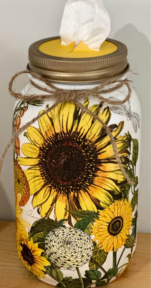 Farmhouse Sunflower 🌻 and Wild Flower Tissue Jar