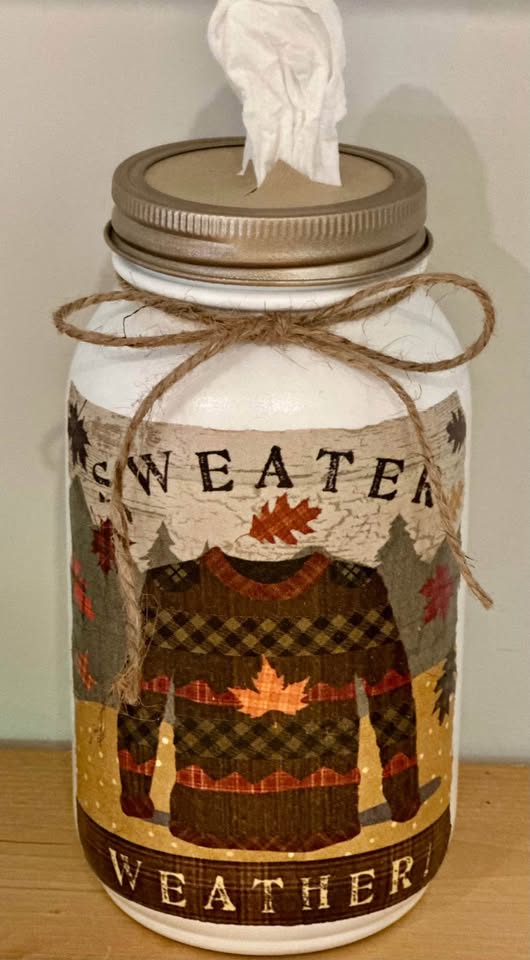 Farmhouse Sweater Weather Tissue Jar